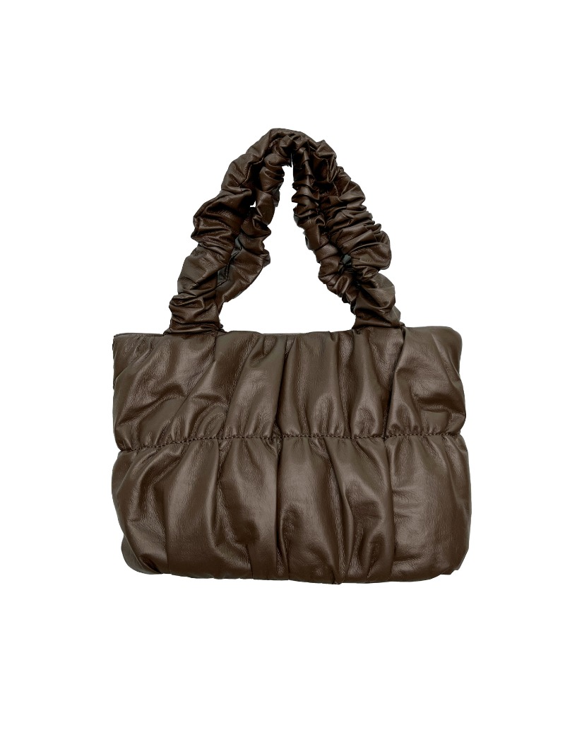Frill satin leather tote-bag